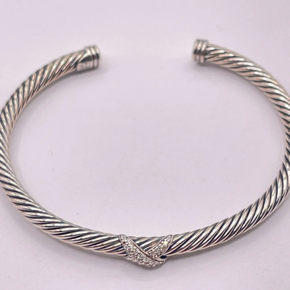 David Yurman Cable Flex X Station Bracelet with Diamonds - Picture 2 of 8